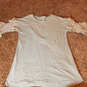 Umgee Tunic Top Striped Bell Sleeves‎ Casual Comfy Dress Blue Small